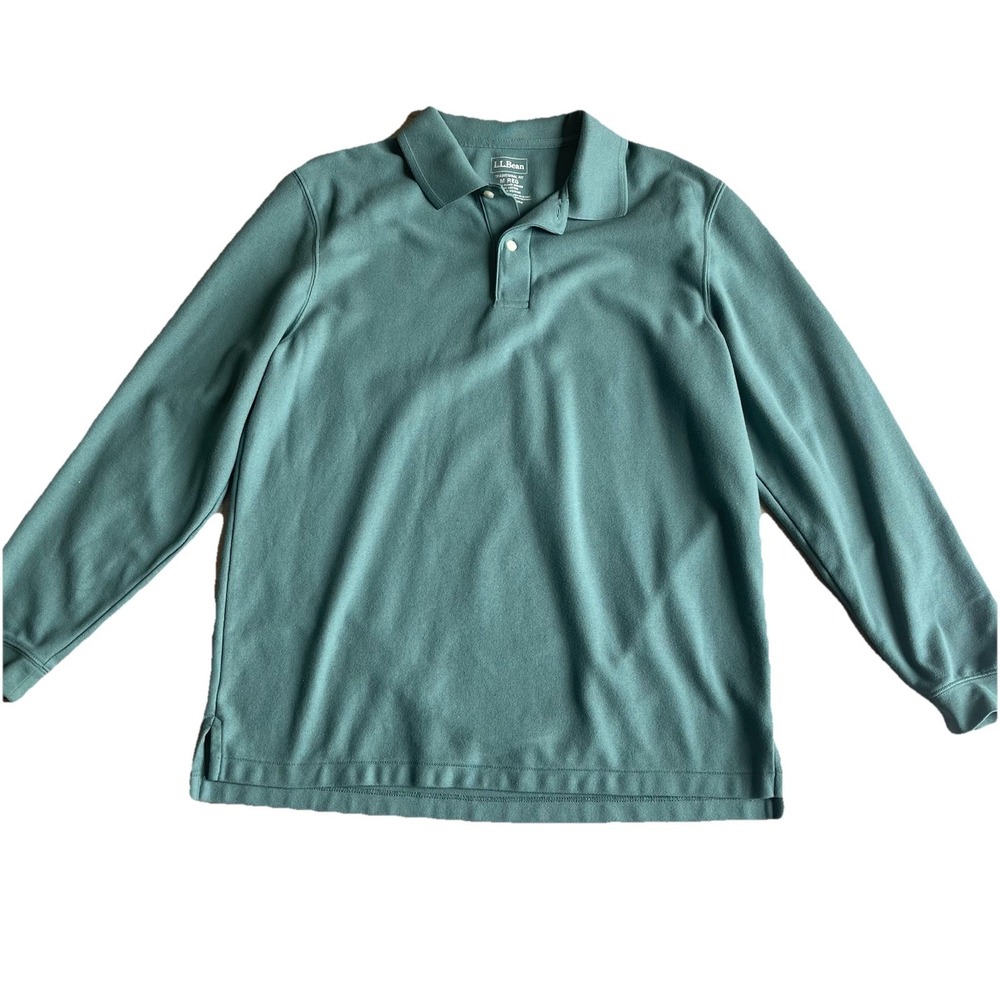 L.L. Bean Men's Double L Premium Long Sleeve Polo Medium Shirt Traditional Fit